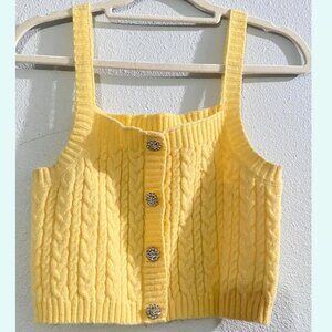 Yellow crop top with buttons